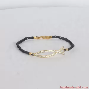 Handmade anklet decorated with bright fish element.