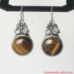 Dangle Silver Earrings with Tiger's Eye