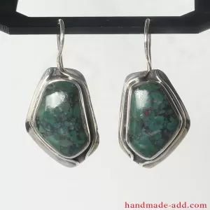 Dangle Silver Earrings with Chrysocolla