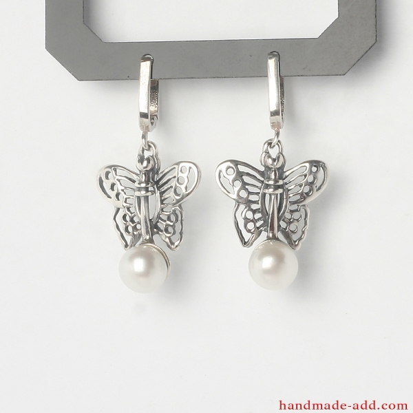 Dangle Silver Earrings, Sterling Silver Earrings Pearls, Silver Dangle Earrings, Handmade Earrings, Dangle Earrings.