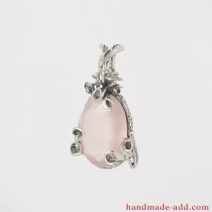 Rose quartz sterling silver pendant
