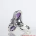 Unique Amethyst Silver Ring. Teardrop and oval cut Purple Amethyst Sterling Silver Ring.