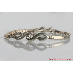 Infinity bridal bracelet  clear color round shape stones. Sterling silver bridal bracelet wit CZ.