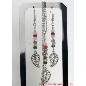 Handmade Necklace and Earrings with genuine Rose quartz, Amethyst, Citrine, Quartz, Agate.