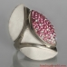 Pink ring with bright crystals. Sterling silver ring for women.