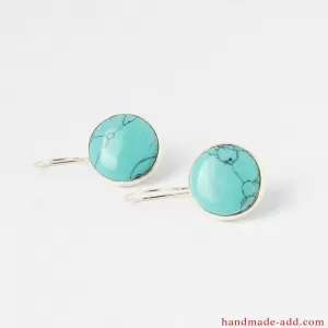 Turquoise Sterling  Silver Round Earrings