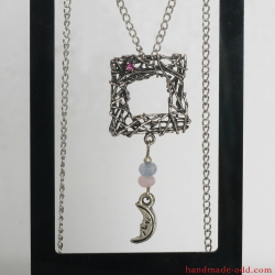Necklace Quartz Ruby, Handmade Necklace with Genuine Rose Quartz,  Blue Quartz and lab created Ruby
