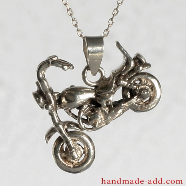 Necklace Silver Motorcycle, Sterling Silver Necklace with motorcycle