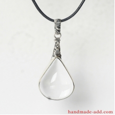 Silver Necklace Quartz. Sterling Silver Necklace with Clear Quartz
