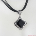 Silver Necklace Pendant Square Onyx. Sterling Silver Necklace with genuine Onyx.