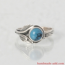 Sterling Silver Ring with Round Turquoise