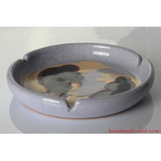 Vintage Ashtray. Ceramic Ashtray. Rare Large Ceramic Ashtray. Warm gray color.