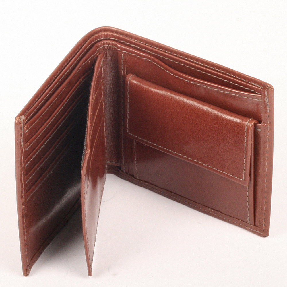 Mens wallet - top grain leather - LARGE COIN POCKET BIFOLD CLASSIC
